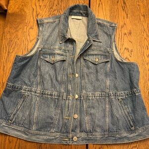 Lane Bryant Classic Blue Denim Vest Jean vest with synch waist option 3XL 26/28